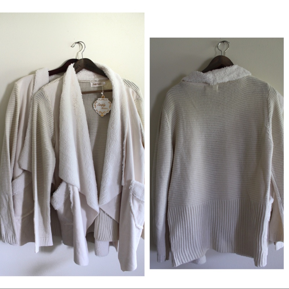 Simply Couture Oversized Collar Open Coatigan Side Pocket Sweater Large, X Large - Picture 4 of 6